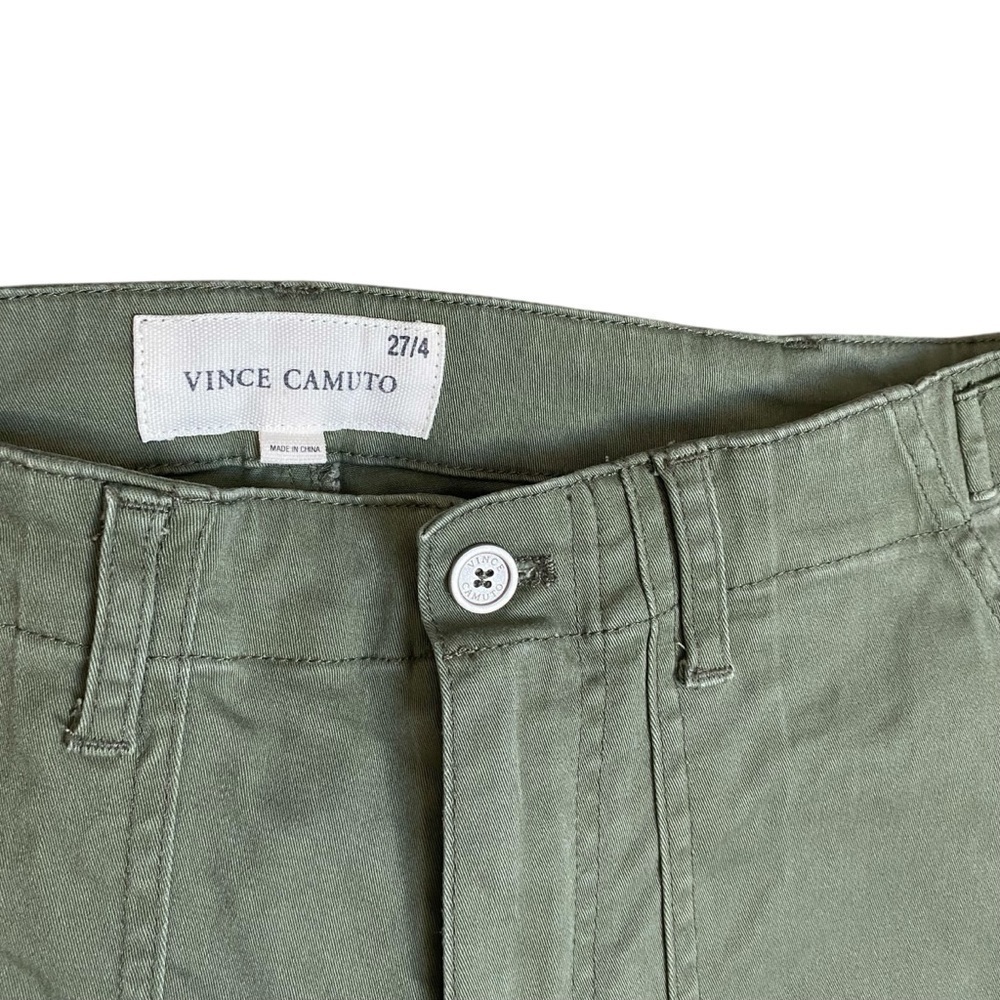Vince Camuto Olive Green Utility Pants 27 Straight Leg Patch Pocket Cotton - Picture 4 of 12